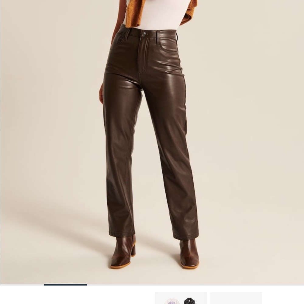Brown Abercrombie Faux leather pants
